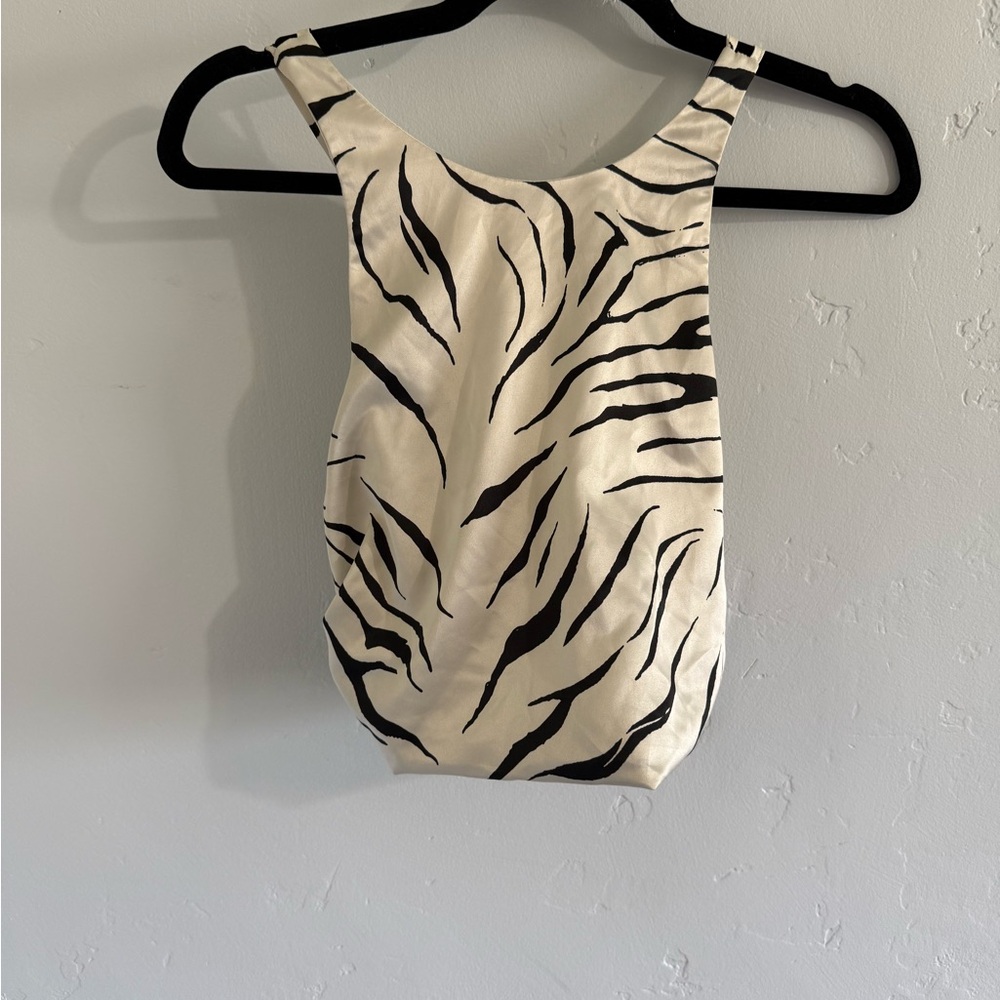 Zara Cropped Zebra Print Sleeveless Top sz. small